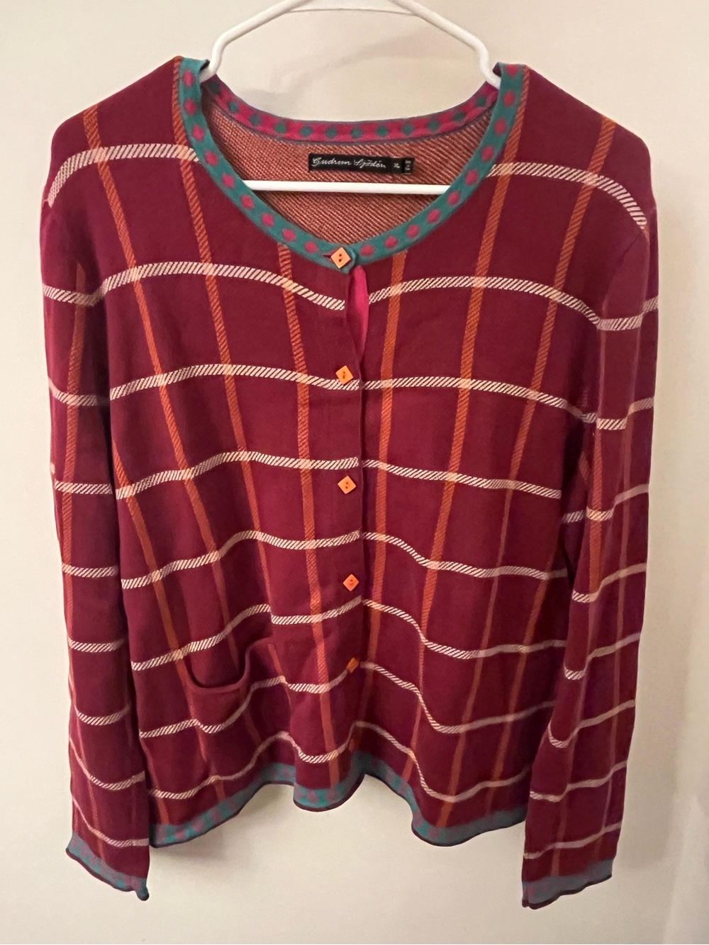 Gudrun Sjödén Symmetrical Plaid Open Cardigan